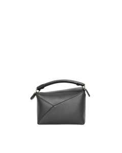 Puzzle Edge mini bag in classic black calf leather