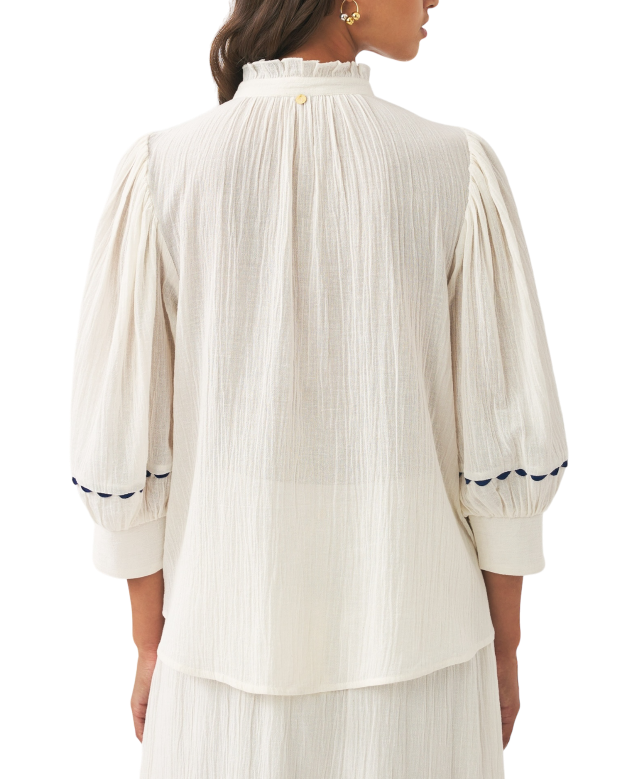 Blouse brodée à la main clotilda blanche