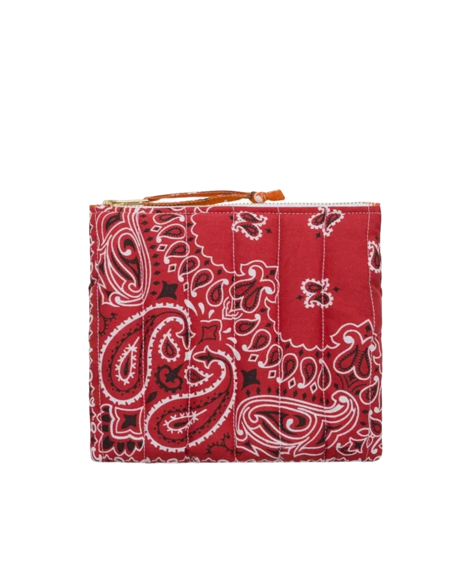 Mini Zipped Quilted Pouch - COEUR - Vintage Red / Burnt Orange