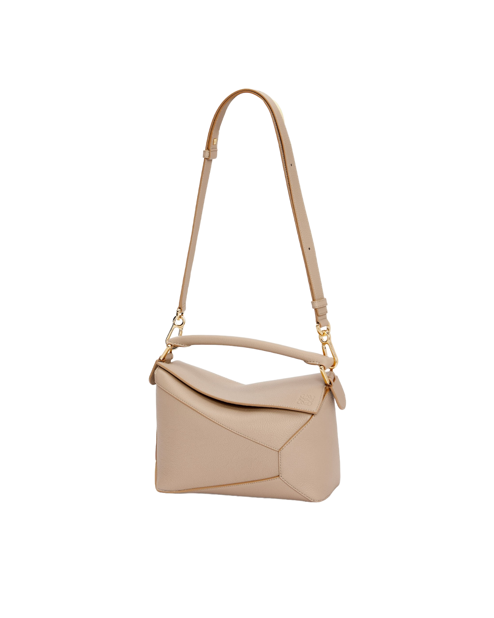 Puzzle Edge small bag in supple beige grained calf leather