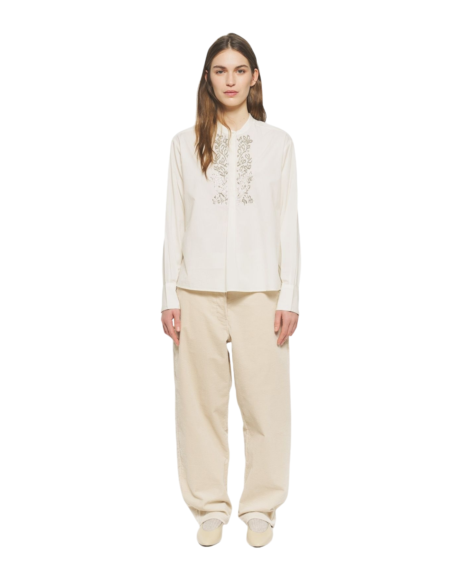 Cream Emilie embroidered blouse