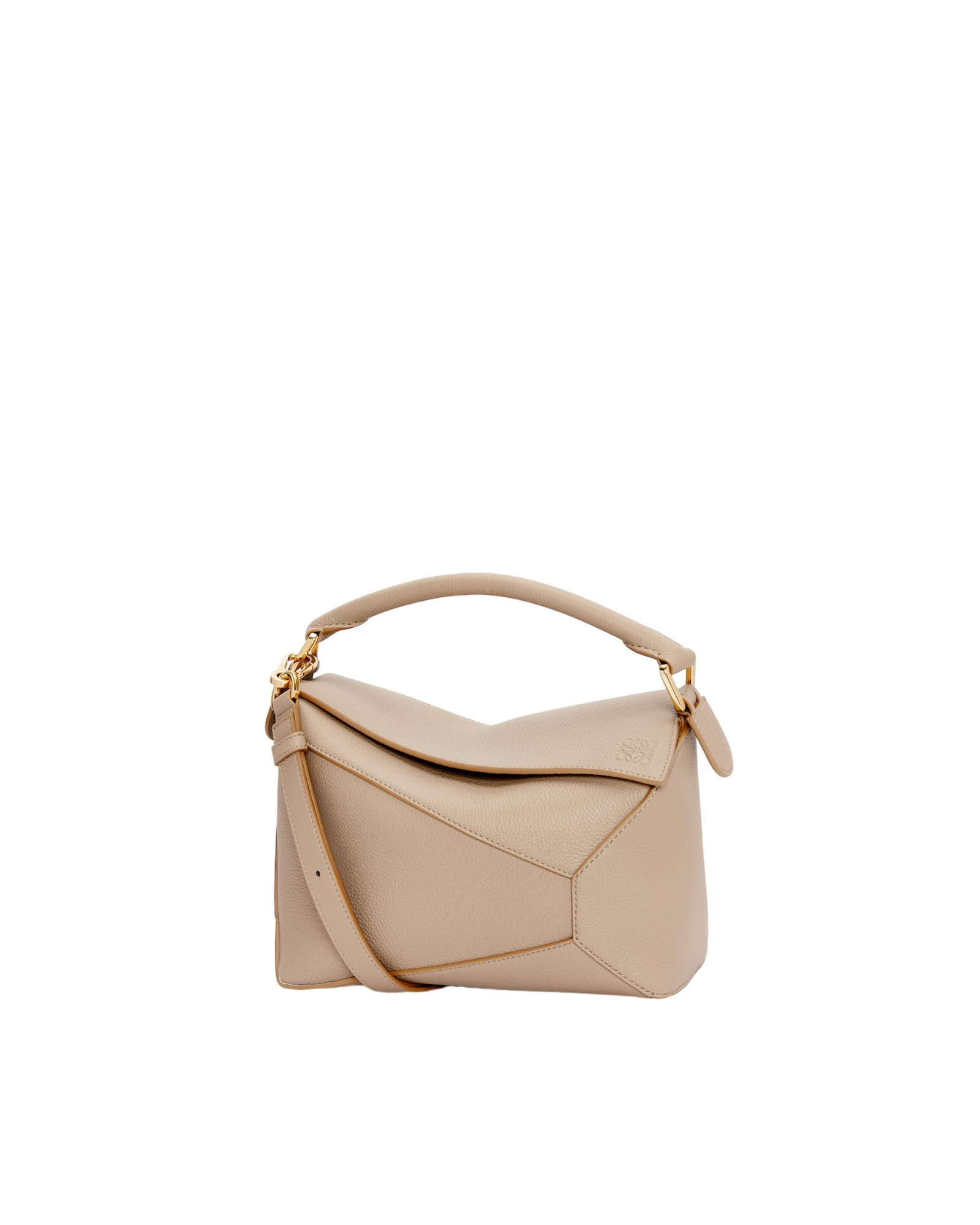 Puzzle Edge small bag in supple beige grained calf leather