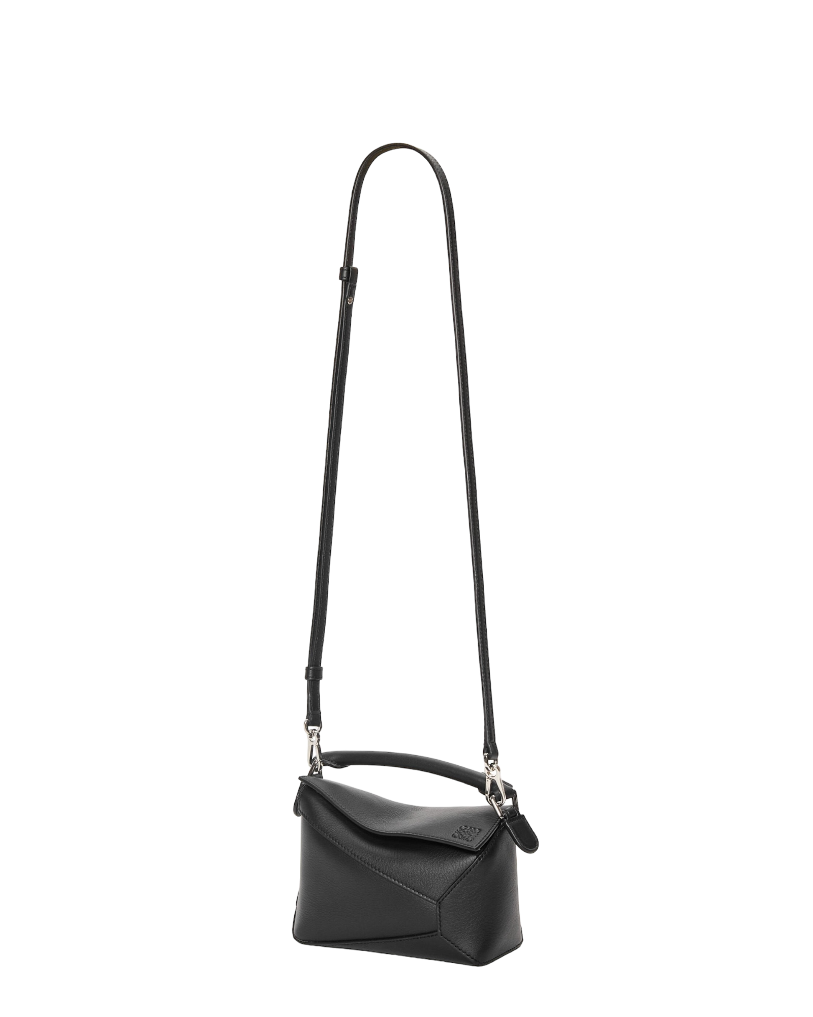 Puzzle Edge mini bag in classic black calf leather