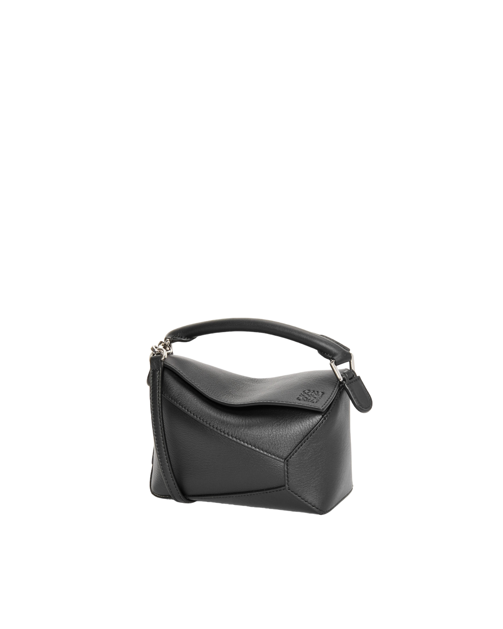 Puzzle Edge mini bag in classic black calf leather