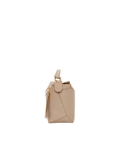 Puzzle Edge small bag in supple beige grained calf leather